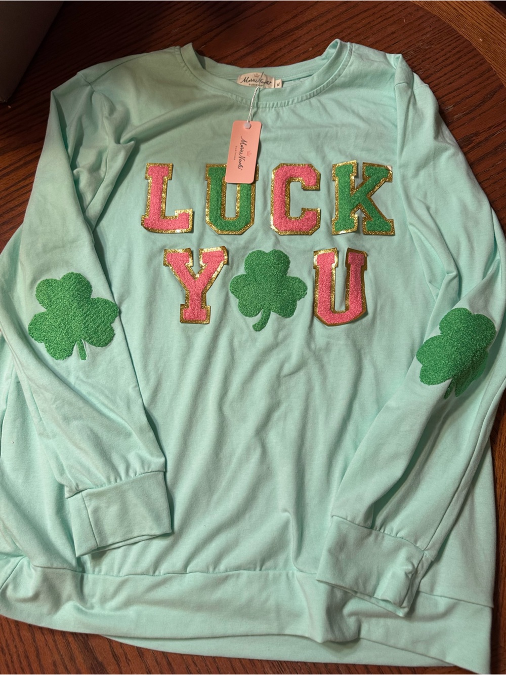 Mint Green 'LUCKY U' Shamrock Sweatshirt - Women's Hoodie